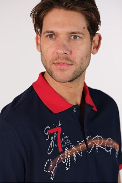 Arma Чоловіча темно-синя футболка з коміром-поло Y22374300801