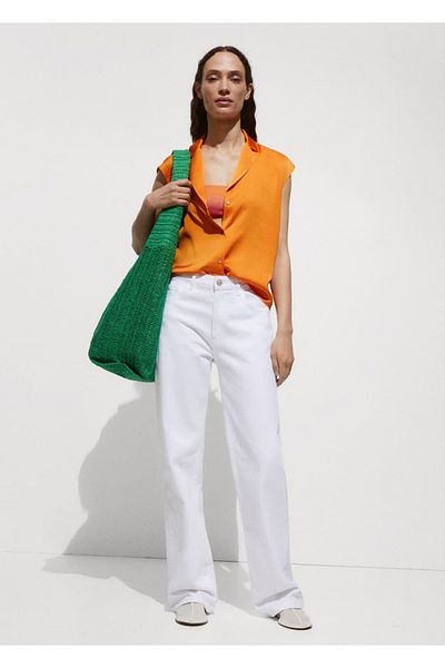 MANGO Woman Satynowa drapowana koszula