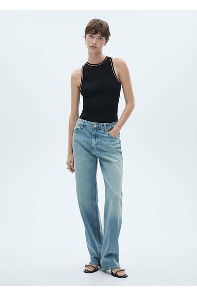 MANGO Woman Contrast Detailed Knitwear Blouse