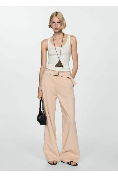 MANGO Woman Waistband Wideleg Jeans