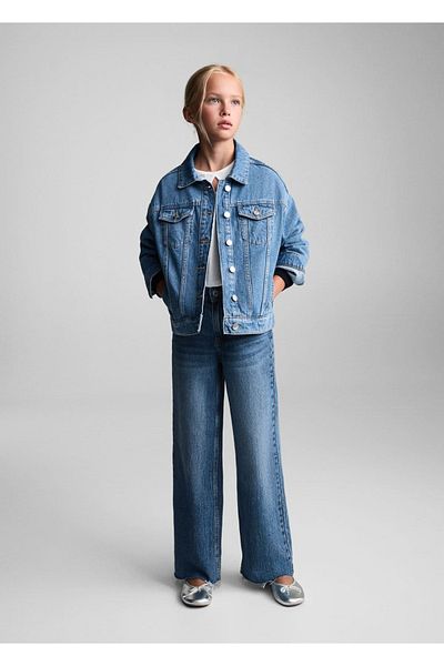 MANGO Kids Wideleg τζιν με ξεφτισμένα πόδια