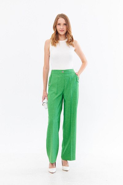 LOVELF Green Linen Trousers - Pocket Detailed