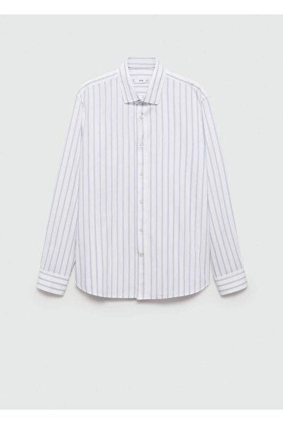 MANGO Man Regular kesim çizgili pamuklu gömlek