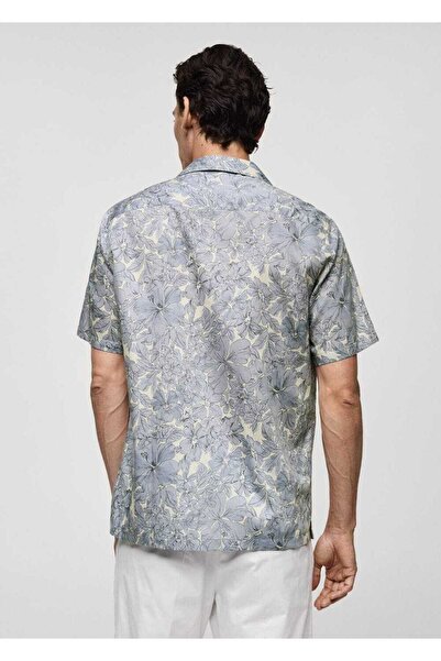 MANGO Man %100 Pamuklu Çiçek Desenli Tişört