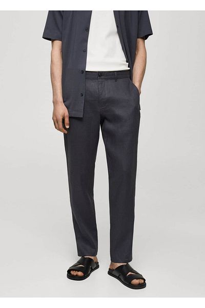 MANGO Man Slim fit 100% linen trousers