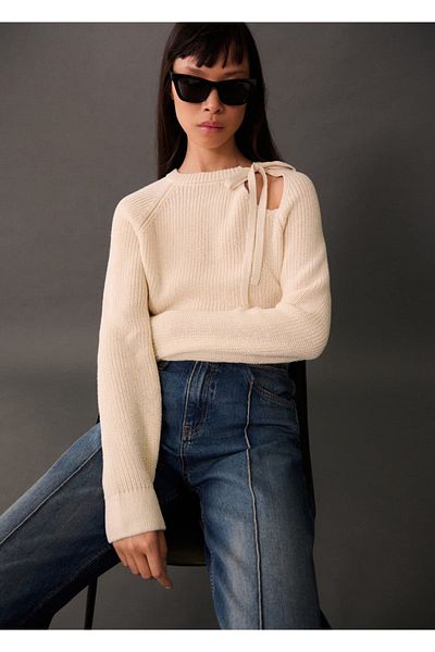 MANGO Woman Cut-Out Detailed Knitted Sweater