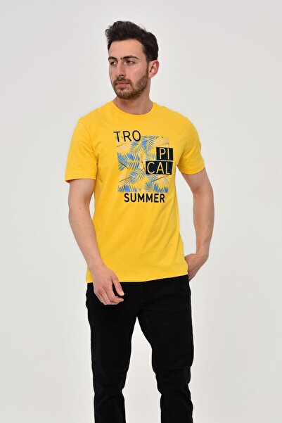 Arma Ανδρικό μπλουζάκι με κίτρινη λαιμόκοψη Y 22344402501