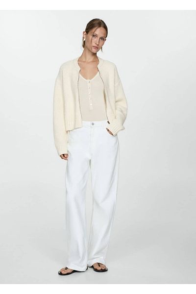 MANGO Woman Knitwear Jacket with Zipper