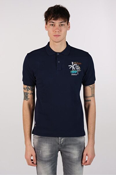 Arma Чоловіча темно-синя футболка з коміром-поло Y22374302001
