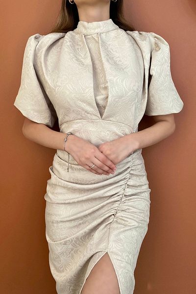 Elbee Fashion Woman Rochie Jacquard și cu modele