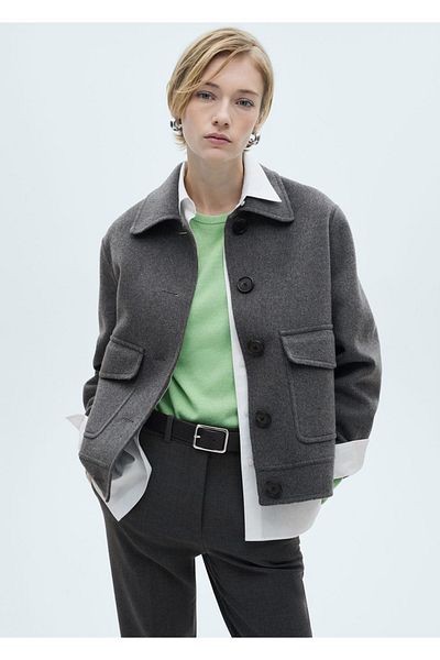 MANGO Woman Wolljacke mit Taschen