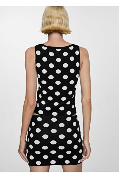 MANGO Woman Πλεκτή μπλούζα πουά