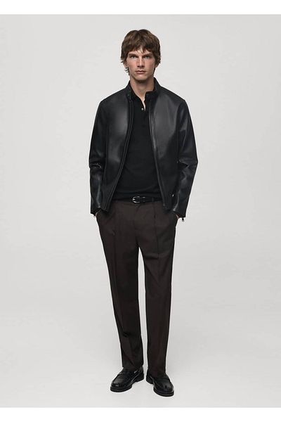 MANGO Man Napa leather effect short jacket