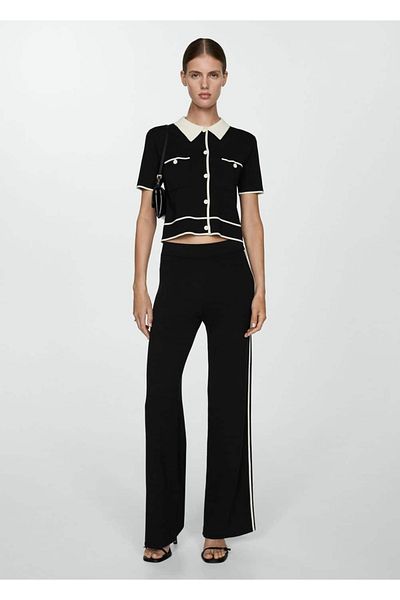 MANGO Woman Contrast Striped Knitwear Pants