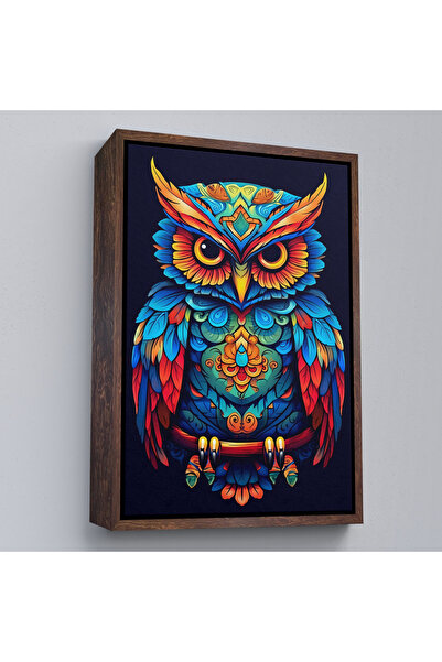 Oxyteez Pictură Mandala Bufniță Colorată cu Cadru Din Lemn-7554