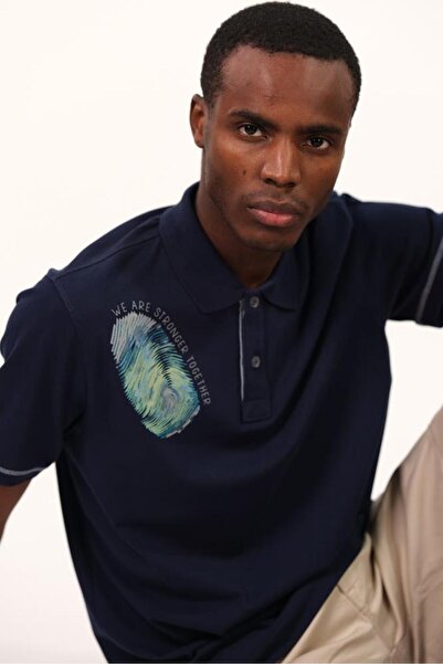 Arma Men's Navy Blue Polo Neck T-Shirt Y 22374300401