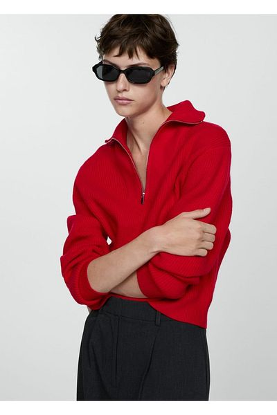 MANGO Woman Sweater with zip collar