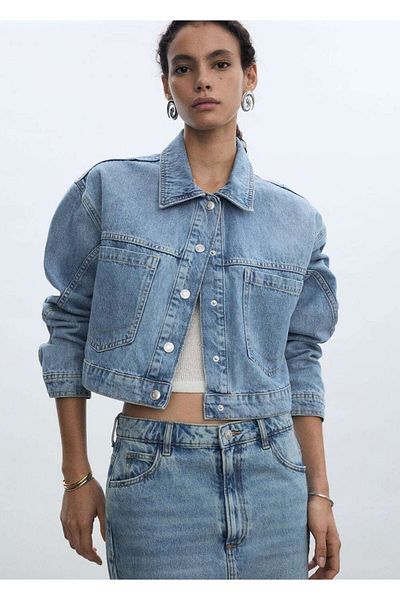 MANGO Woman Jeansmantel mit Taschen