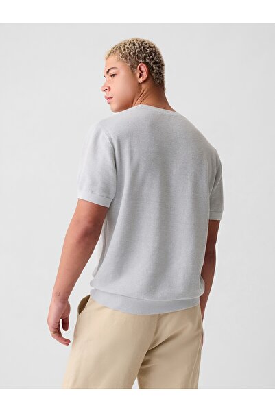 GAP Erkek Gri Keten Karışımlı Triko Kazak