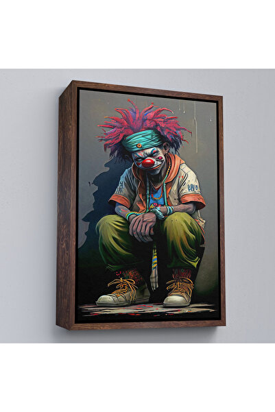 Oxyteez Pictură de clovn cu cadru din lemn-7771