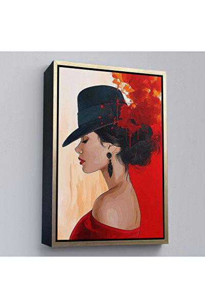 Oxyteez Tablou de femeie frumoasă cu cadru din lemn-7573
