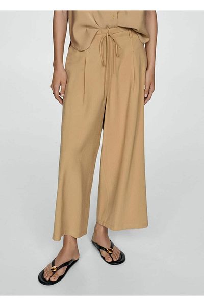 MANGO Woman Široké nohavice s elastickým pasem