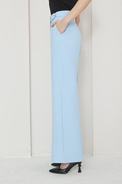 LOVELF Toka Detay Bol Paça Pantolon Bebe Mavisi