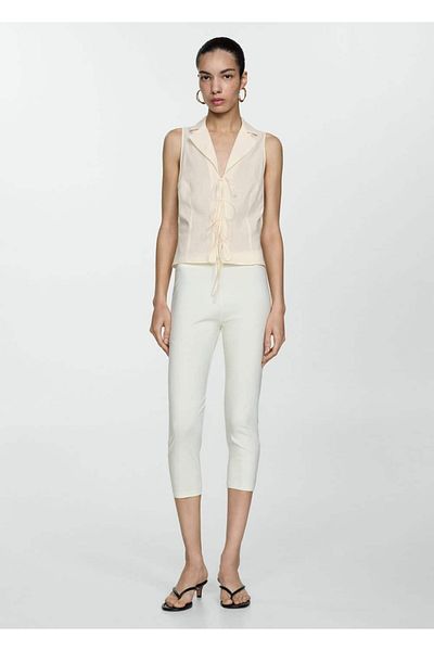 MANGO Woman Ärmellose Bluse mit Bindedetail