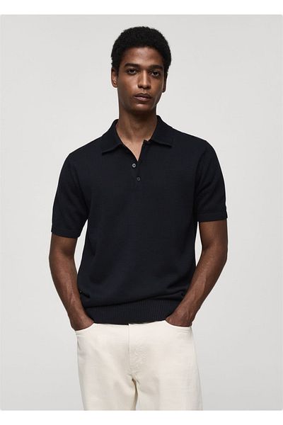 MANGO Man Dünnes Strick-Poloshirt aus Baumwolle