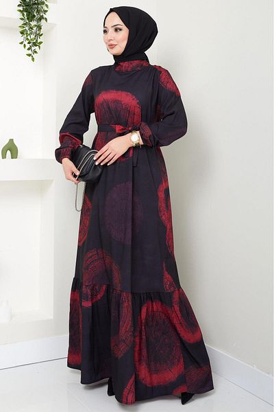 hafsamina Φόρεμα Claret Red Spruce Digital Printed - HM2440