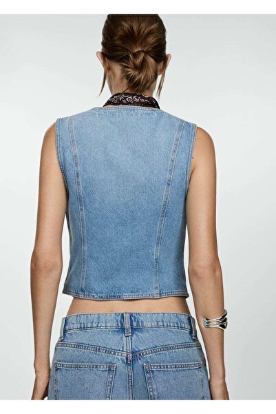 MANGO Woman Cepli denim yelek