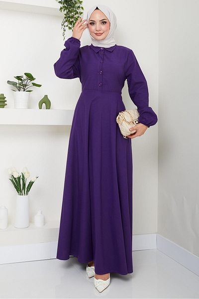 hafsamina Μωβ Ζώνη Φόρεμα Mevlana - HM2105