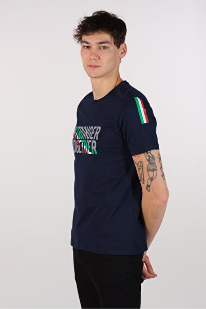 Arma Чоловічий темно-синій футболка великого розміру з коміром-стійкою Y22374868401