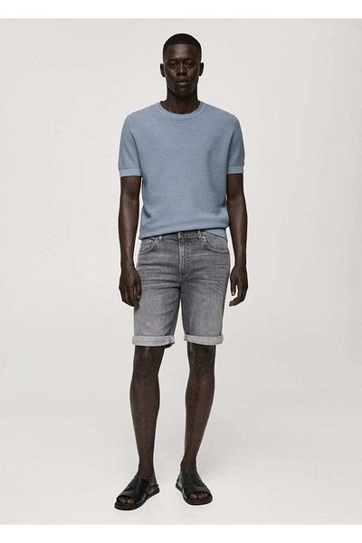 MANGO Man Slim fit τζιν βερμούδα