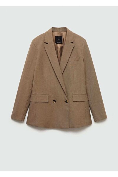 MANGO Woman Kazayağı desenli kruvaze blazer ceket