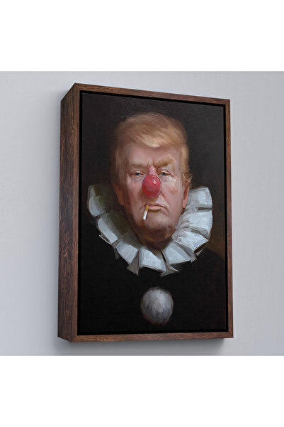 Oxyteez Pictură cu cadru din lemn de clovn Donald Trump-7849