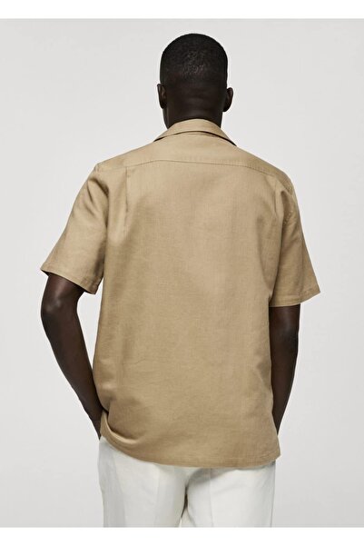 MANGO Man Regular kesim keten pamuklu gömlek