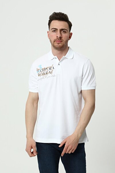 Arma Чоловіча біла футболка з коміром-поло Y22374300701