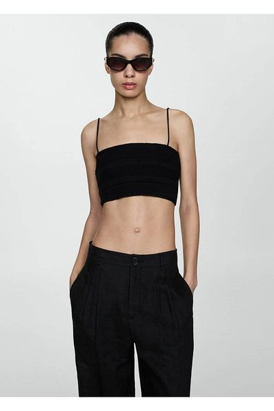 MANGO Woman Textured cropped blouse