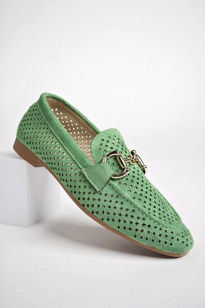 MUGGO Phuket Εγγυημένη μεταλλική πόρπη Laser Breathable Leather Γυναικεία Loafer Casual παπούτσια