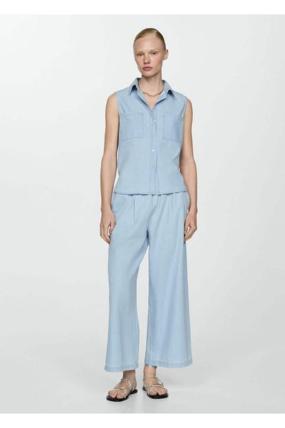 MANGO Woman Cămașă din denim fără mâneci