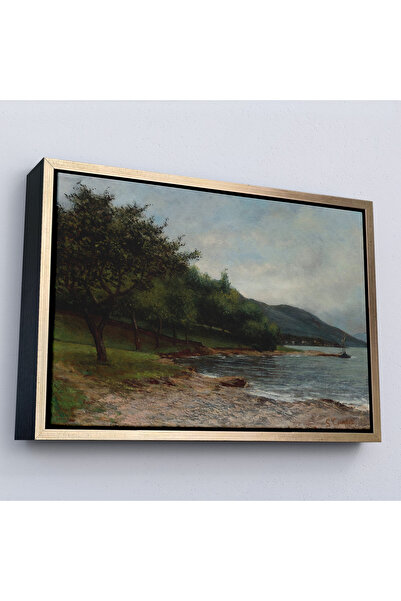 TAKI DERYASI Gustave Courbet cu cadru din lemn - Pictură Geneva pe coasta lacului-7092