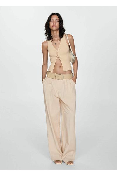 MANGO Woman Pleated Lyocell Trousers
