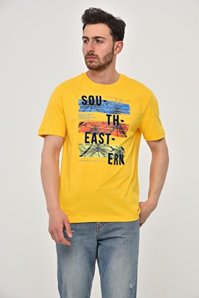 Arma Ανδρικό μπλουζάκι με κίτρινη λαιμόκοψη Y 22344402601