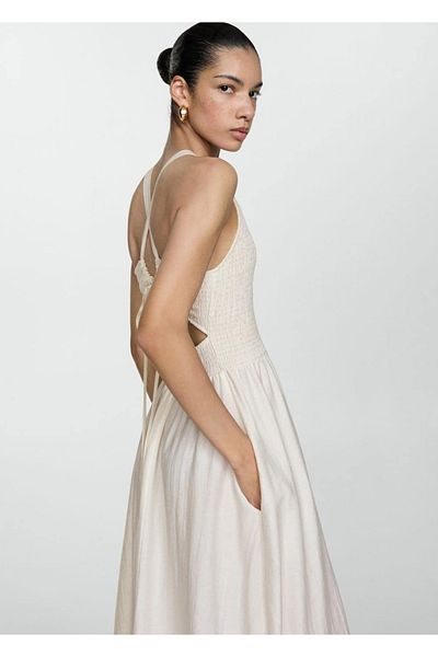 MANGO Woman Rochie evazată cu șnur