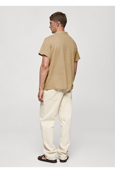 MANGO Man Dar kesim %100 keten polo gömlek