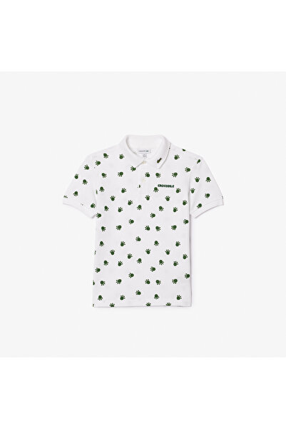 Lacoste Çocuk Baskılı Beyaz Polo
