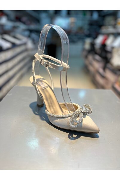 Hacıoğlu Ayakkabı Şah Saténové kotníkové stylové boty na podpatku