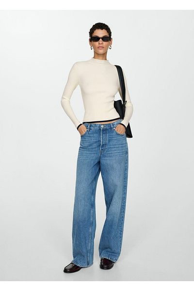 MANGO Woman High collar rib sweater