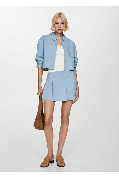 MANGO Woman Fustă mini Tabla jeans